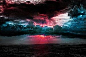 clouds, Sunset, Horizon, Pink, Photo manipulation, Sky, Field