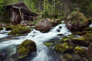 cabin, Long exposure, Water, Forest