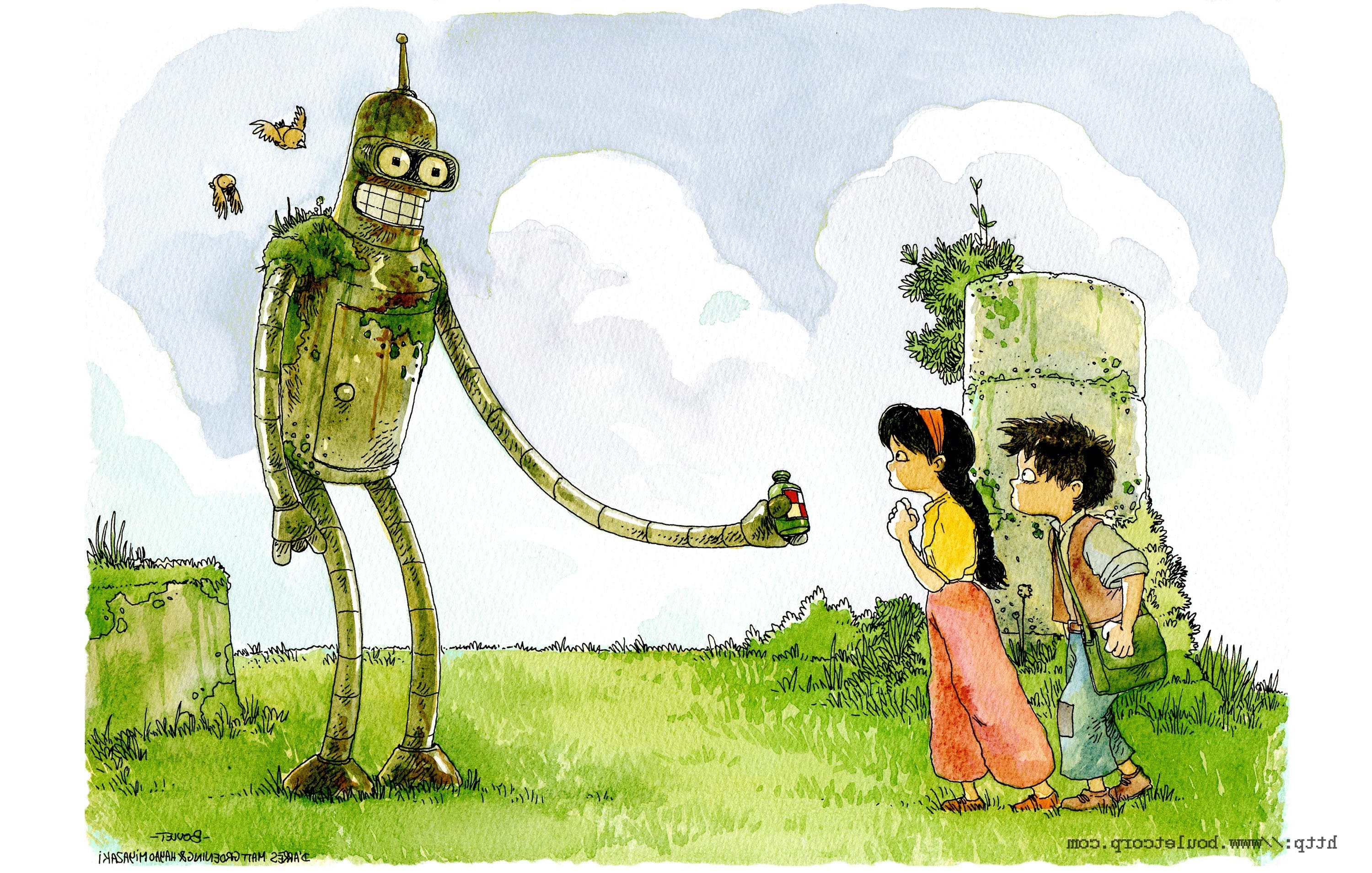 Futurama, Castle in the Sky, Crossover, Bender Wallpaper