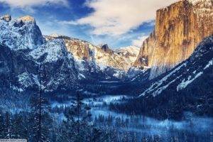 Yosemite National Park, Snow, Mountains, Nature