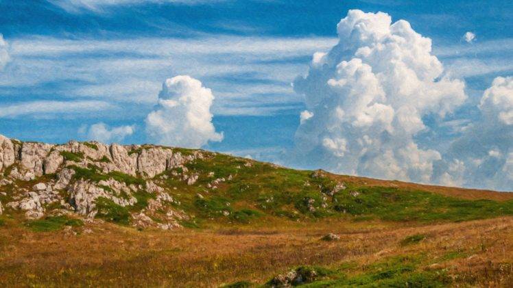 grass, Landscape, Nature, Sky, Clouds HD Wallpaper Desktop Background