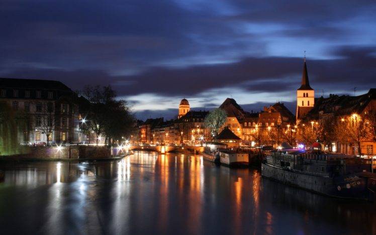 Strasbourg, Cityscape, Night, Sky HD Wallpaper Desktop Background