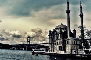 Turkey, HDR, Clouds, Sky, Mosques, Architecture, Building, Bridge, Old building, Water, Ortaköy Mosque