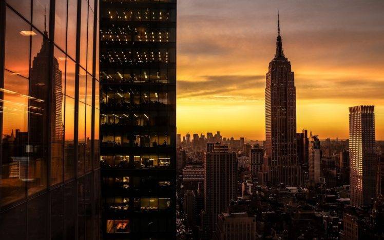 sunset, Cityscape, City, Empire State Building, USA, New York City HD Wallpaper Desktop Background
