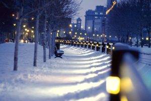 cityscape, City, Winter, Night, Snow