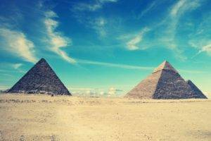pyramid, Egypt, Sand, Clouds