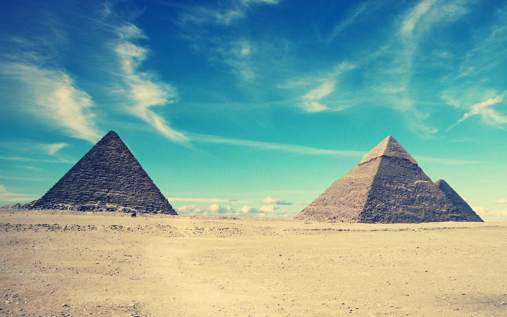 pyramid, Egypt, Sand, Clouds Wallpaper