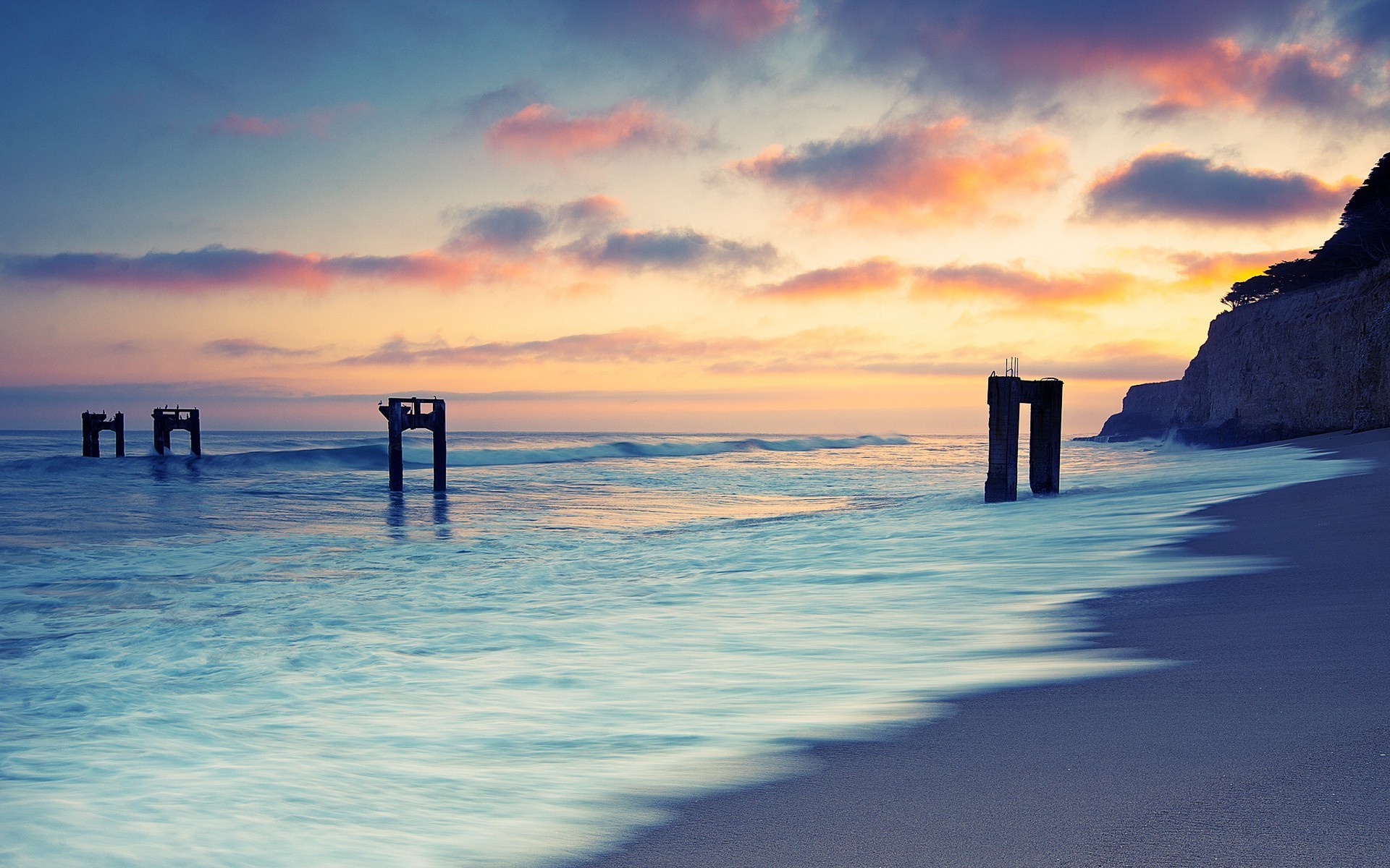 sunset, Sea Wallpaper