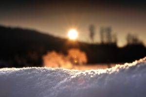 winter, Snow, Depth of field, Sun