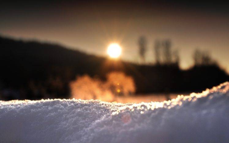 winter, Snow, Depth of field, Sun HD Wallpaper Desktop Background