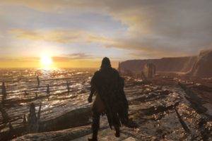 Dark Souls II, Majula, Sunset, Mountain, Sea, Ruin, Undead