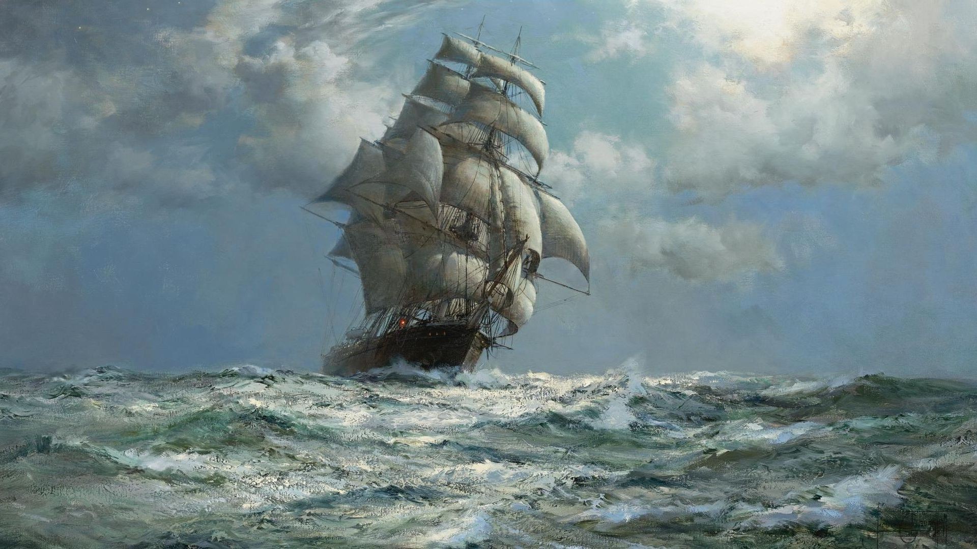sea, Old ship Wallpaper