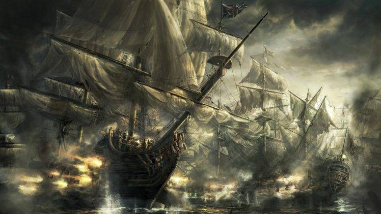 sea, Old ship, Battleship HD Wallpaper Desktop Background