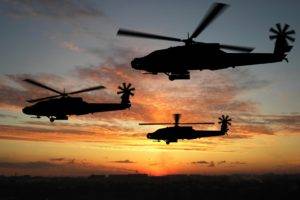 sunset, Helicopters, Machine