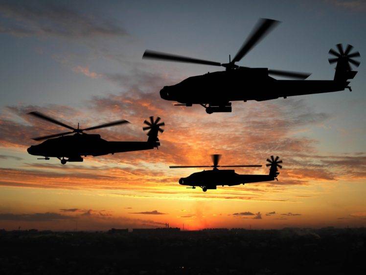 sunset, Helicopters, Machine HD Wallpaper Desktop Background