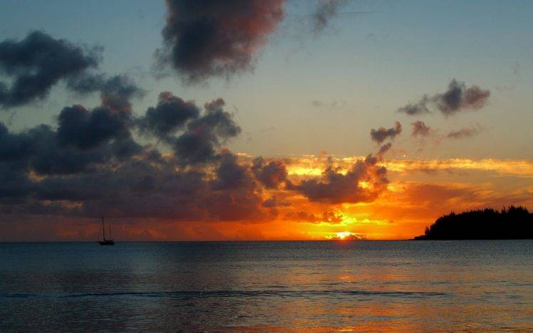sunset, Sea, Clouds HD Wallpaper Desktop Background