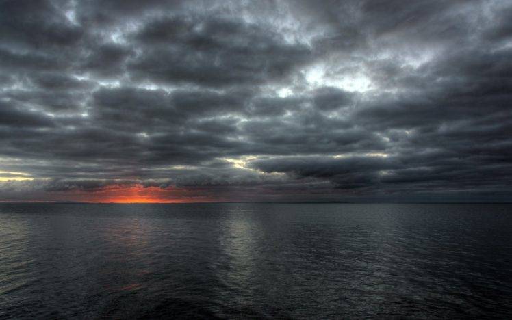 sea, Clouds, Sunset HD Wallpaper Desktop Background