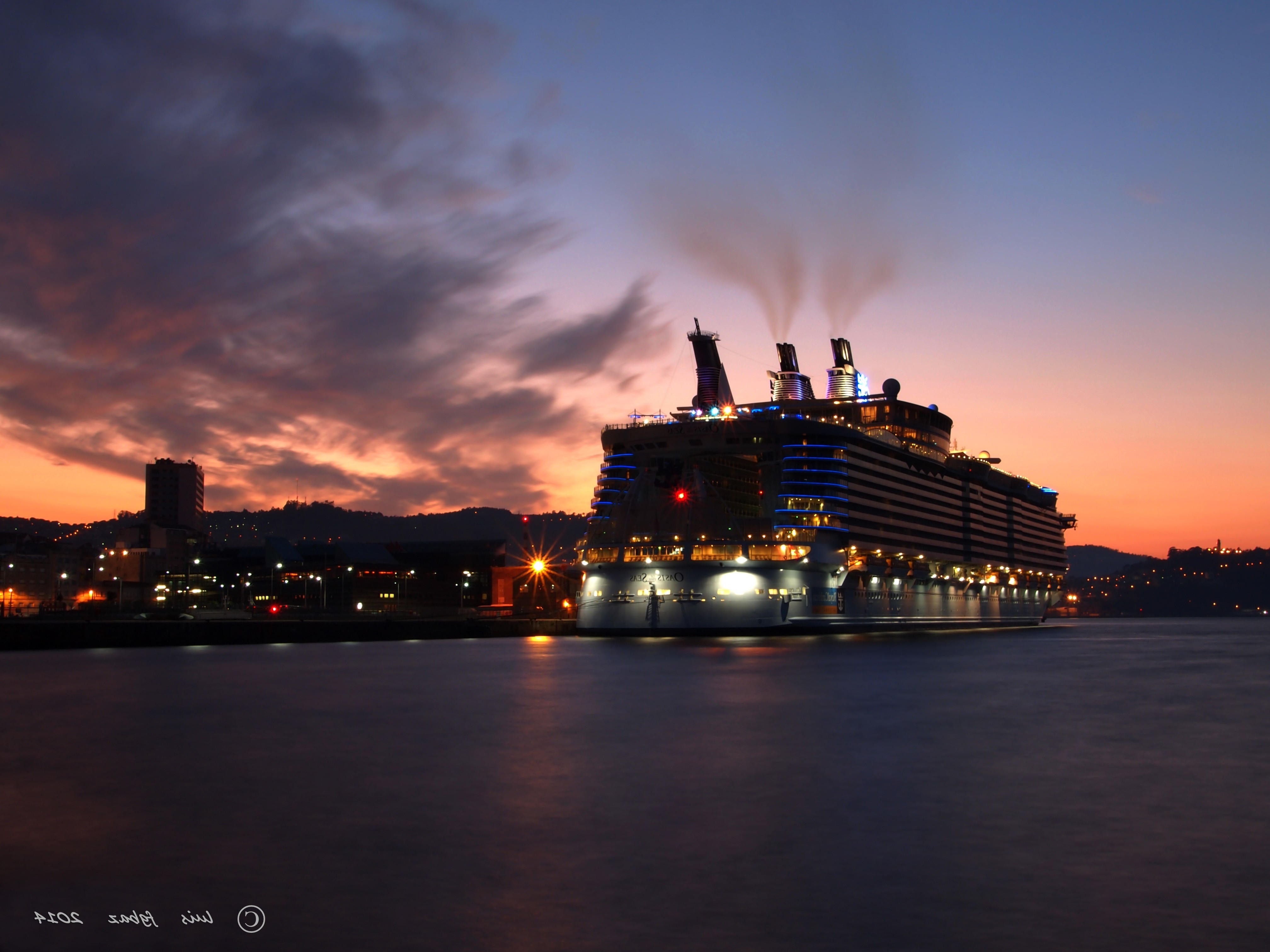 sunset, Cruise ship, Oasis of the Seas Wallpaper