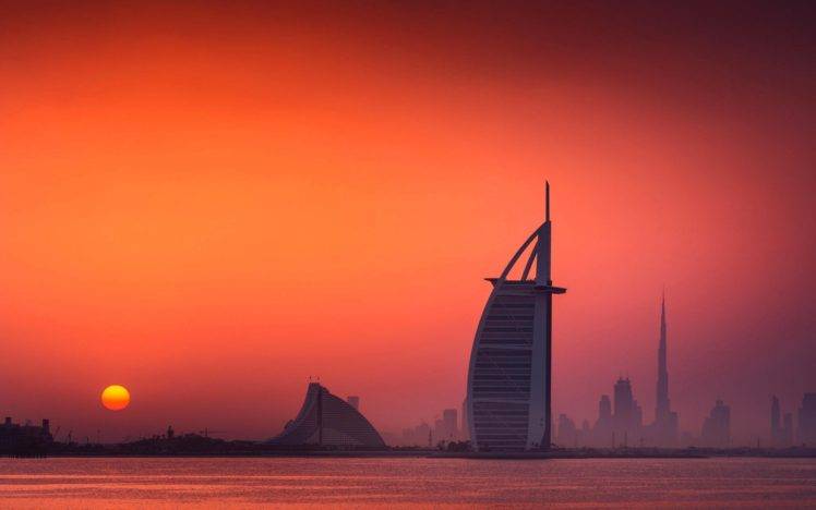 cityscape, Sunset, Dubai HD Wallpaper Desktop Background