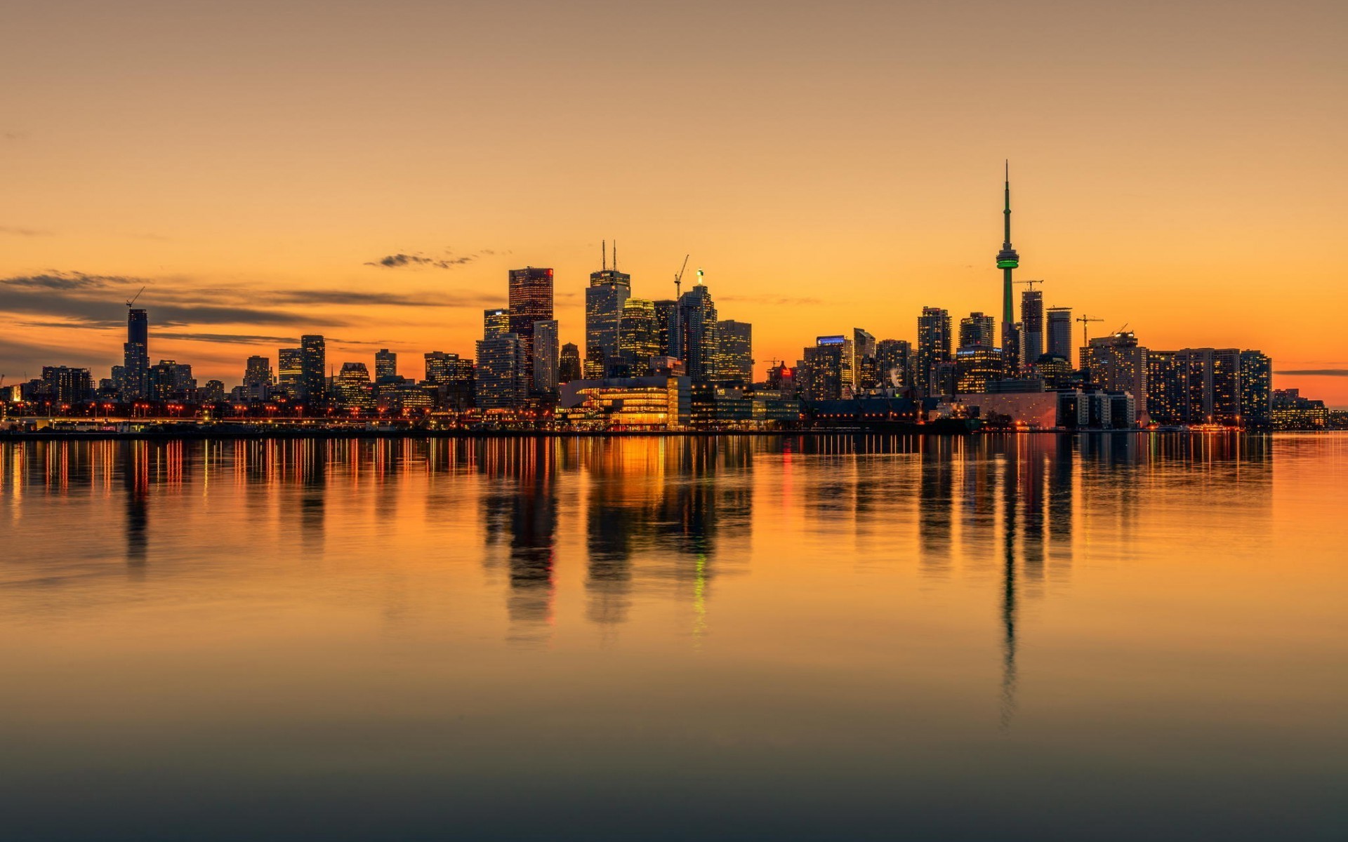 cityscape, Water, Toronto, Canada, Skyline, Reflection, Sunset Wallpaper
