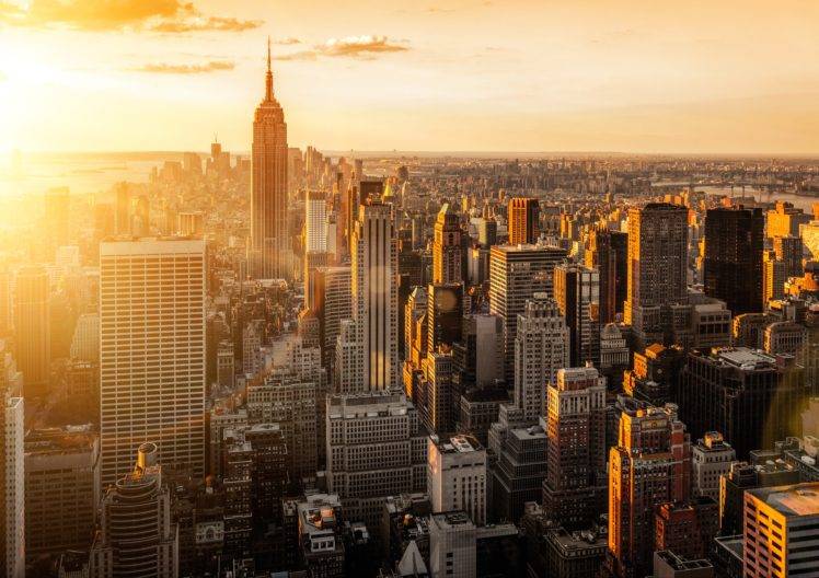 sunset, New York City, Manhattan HD Wallpaper Desktop Background