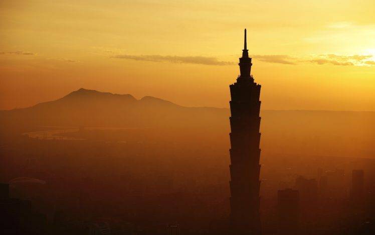 sunrise, Taipei 101, Architecture, Cityscape, City, Building, Sunset, Taipei, Taiwan HD Wallpaper Desktop Background