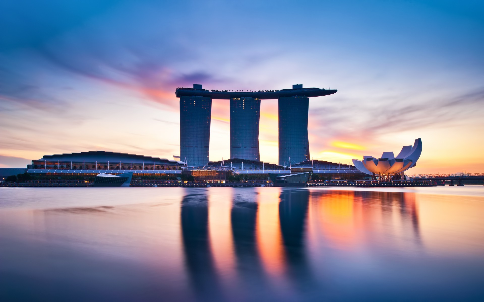 cityscape, Singapore, Marina Bay, Architecture, Sunset Wallpaper