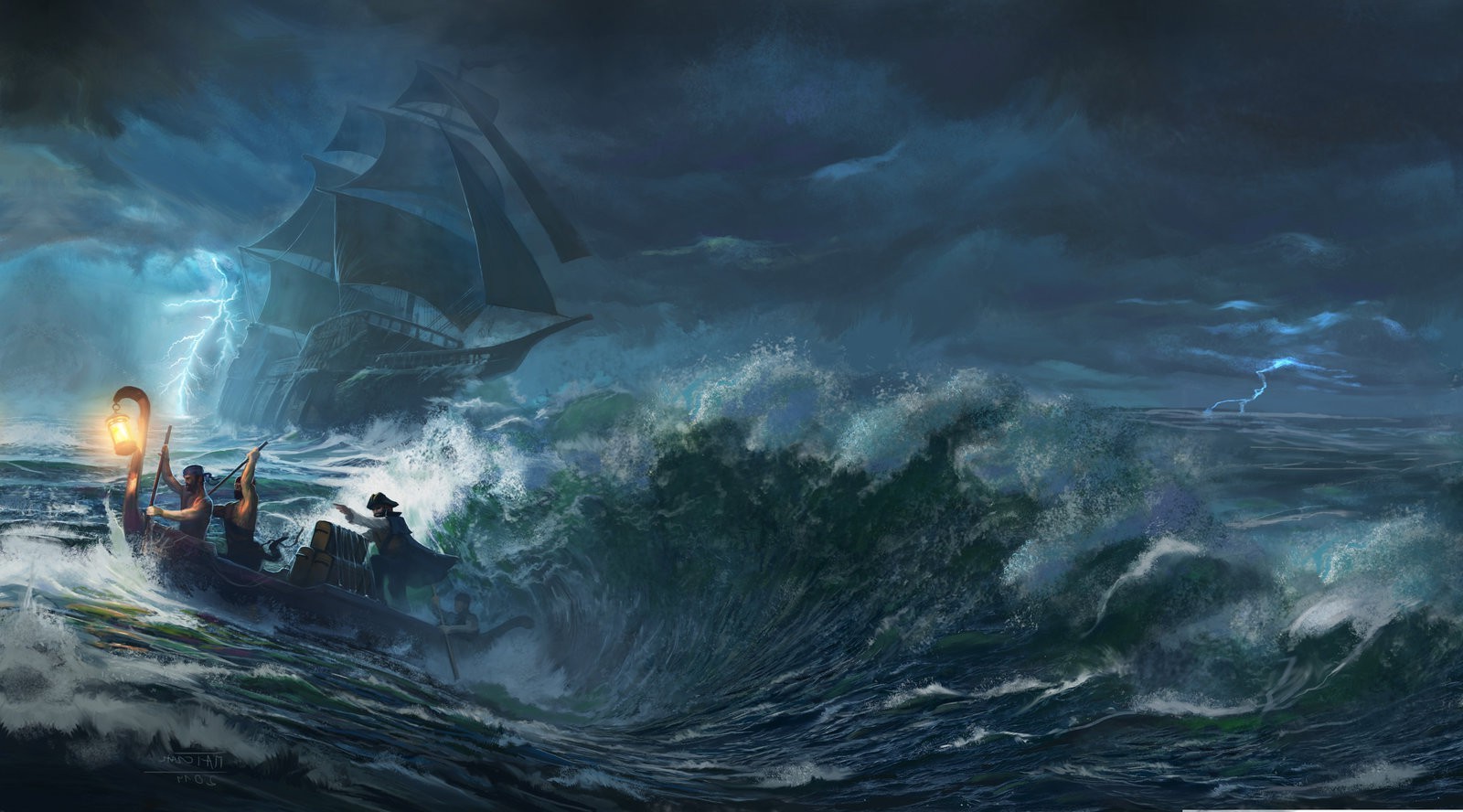 sea, Boat, Storm, Pirates, Ship Wallpaper