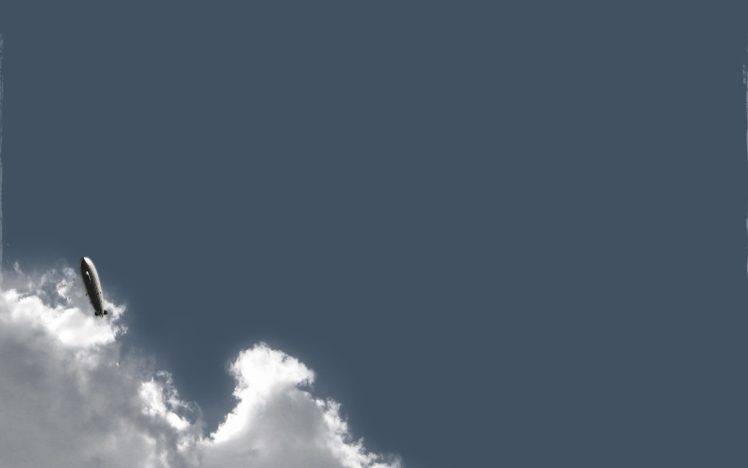 clouds, Zeppelin, Blue HD Wallpaper Desktop Background