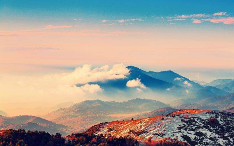 mountain, Clouds, Environment, Blue, Orange HD Wallpaper Desktop Background