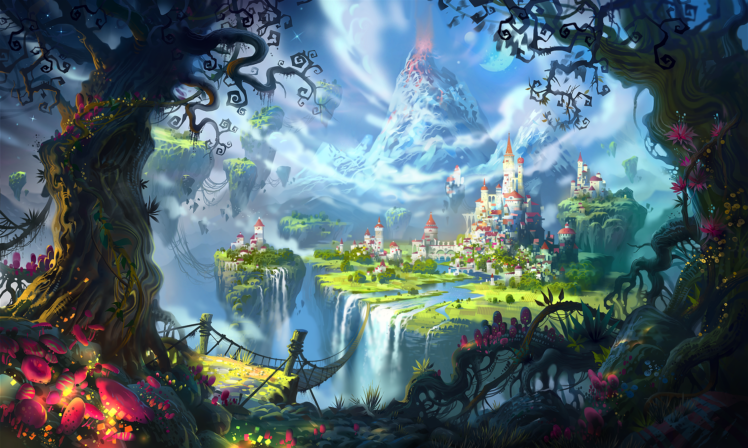 castle, The Wormworld Saga, Suicune, Floating island HD Wallpaper Desktop Background