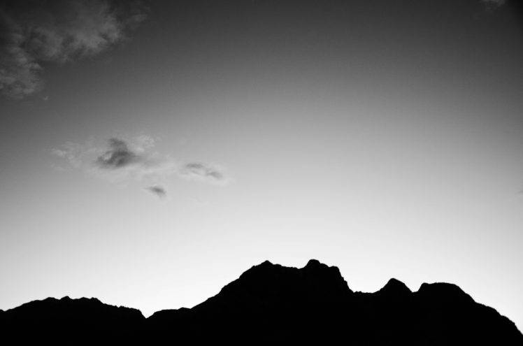 minimalism, Mountain, Clouds, Monochrome HD Wallpaper Desktop Background