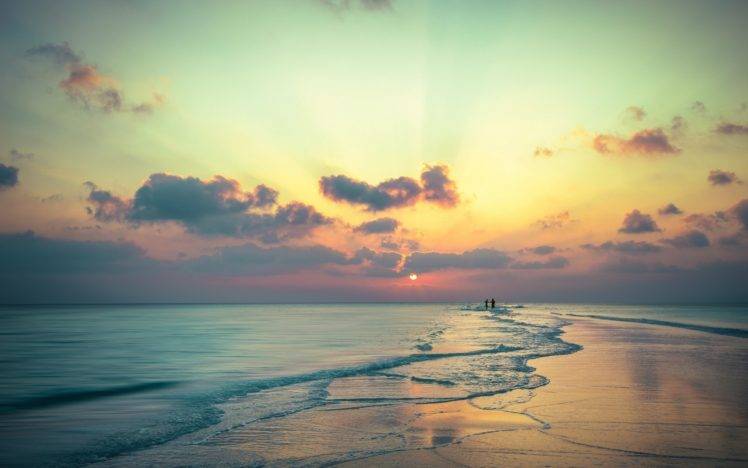 beach, Sunset, Sea HD Wallpaper Desktop Background