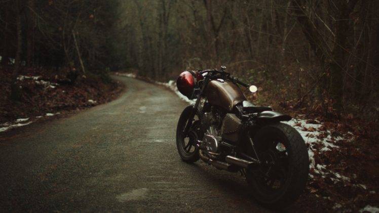 road, Motorcycle, Helmet, Trees, Forest HD Wallpaper Desktop Background