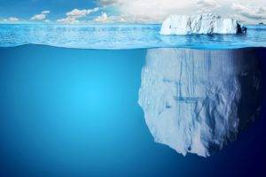 iceberg, Sea, Split view