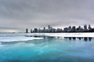 cityscape, Ice, Clouds, Chicago