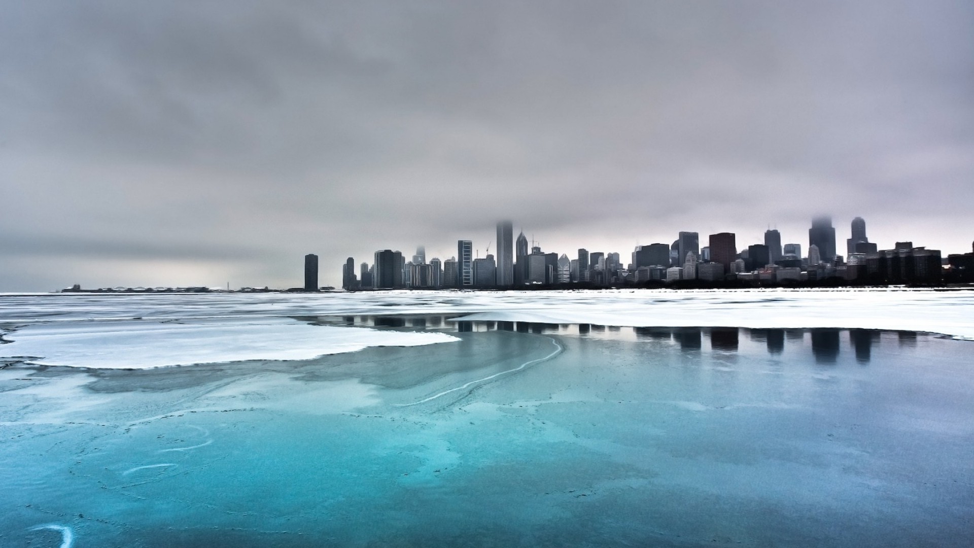 cityscape, Ice, Clouds, Chicago Wallpaper