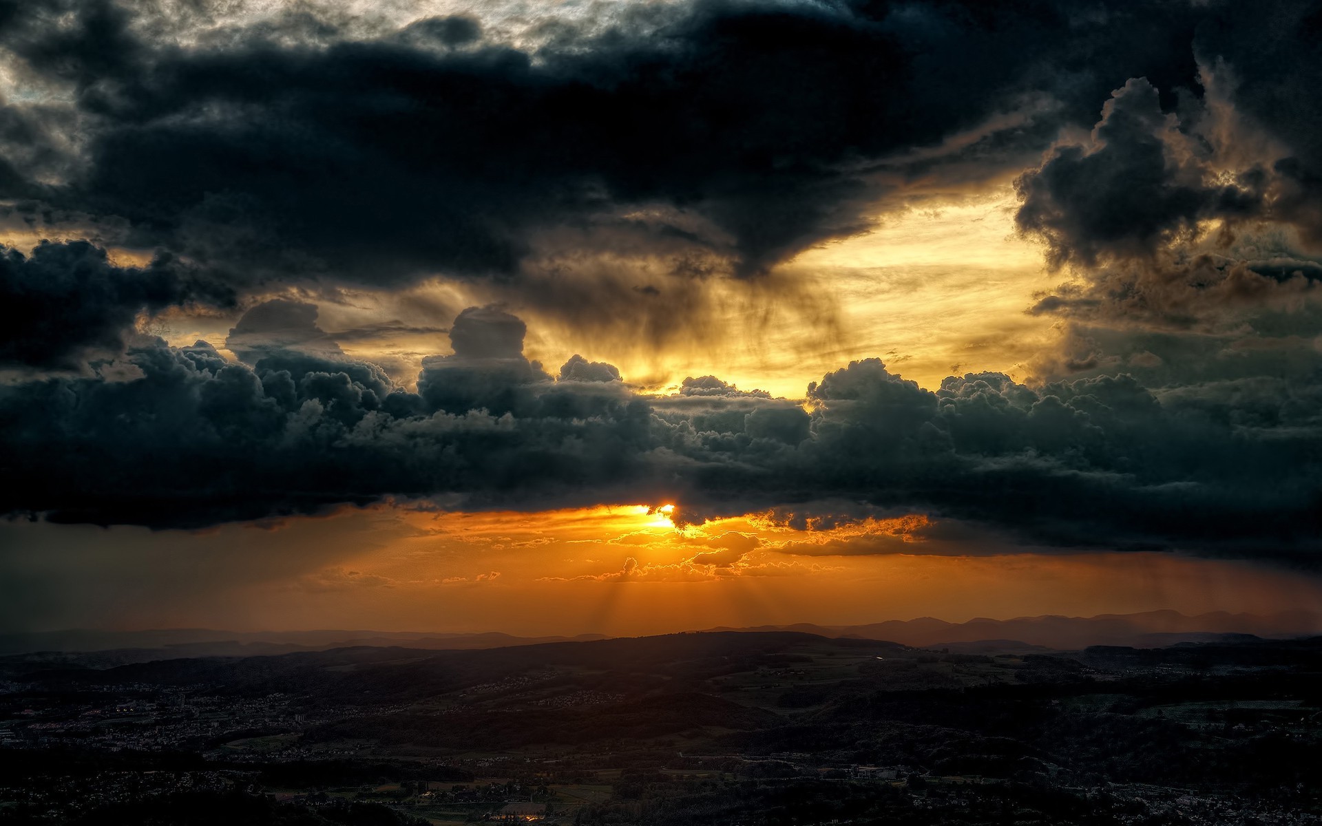 clouds, Sunset Wallpaper
