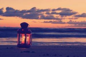 filter, Beach, Lantern, Sand, Clouds