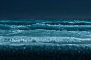 water, Sea, Waves, Night