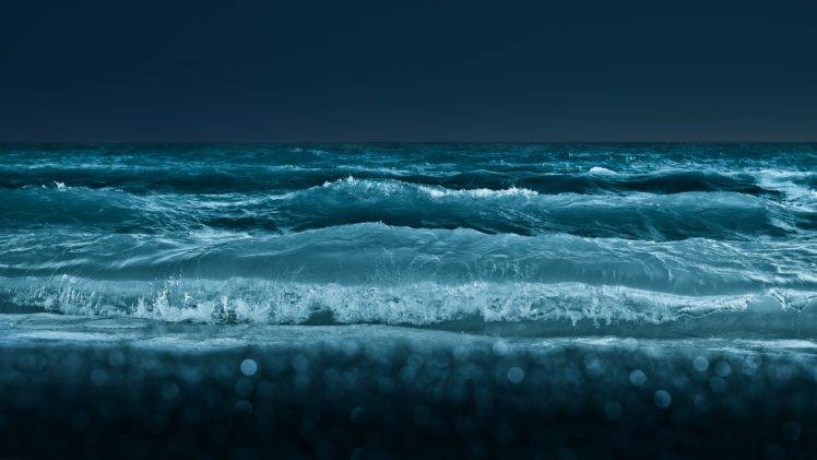 water, Sea, Waves, Night HD Wallpaper Desktop Background