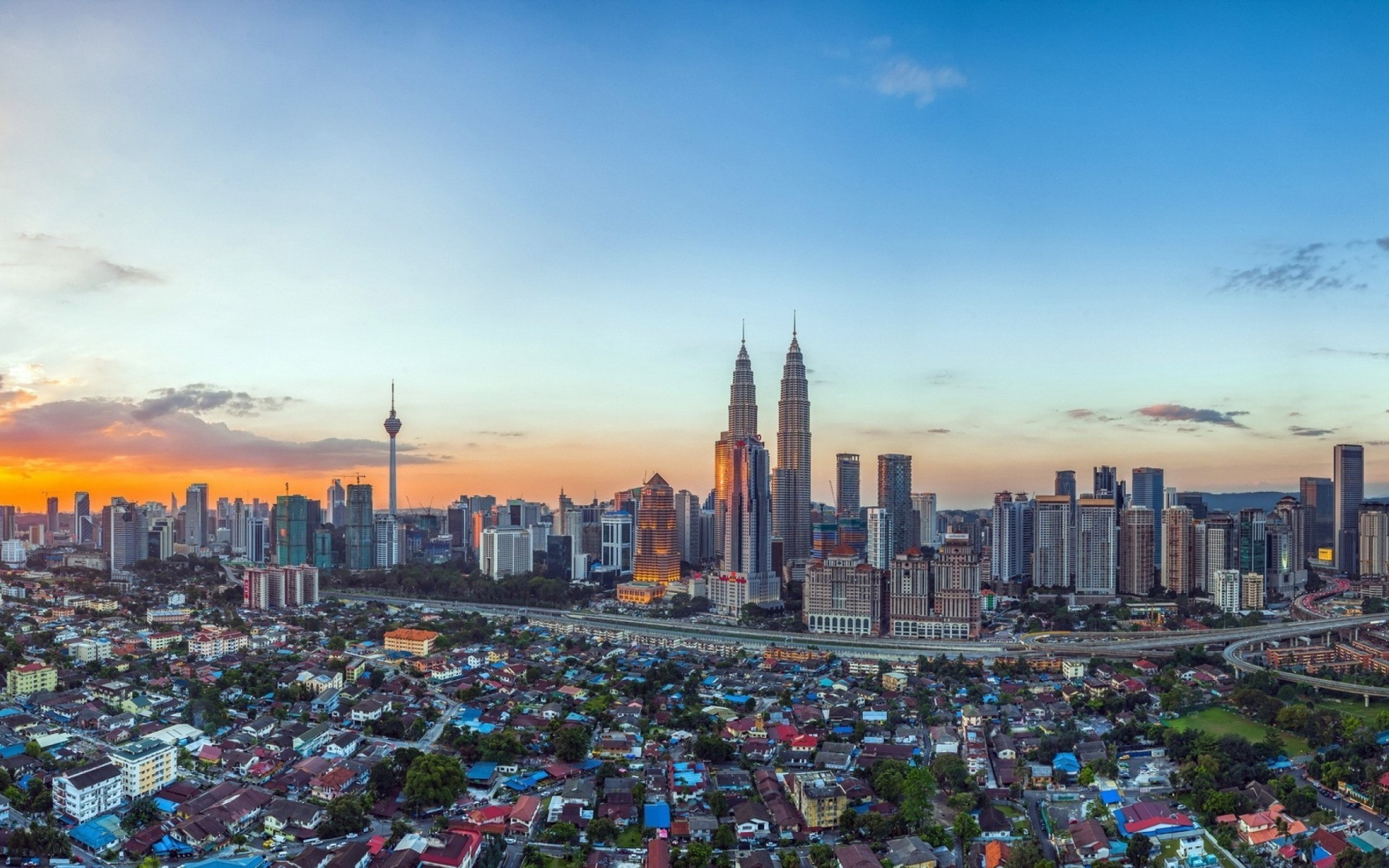 cityscape, Building, Sunset, Malaysia, Petronas Towers, Kuala Lumpur Wallpaper