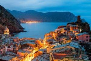 cityscape, Building, Sea, Lights, Italy, Vernazza, Cinque Terre