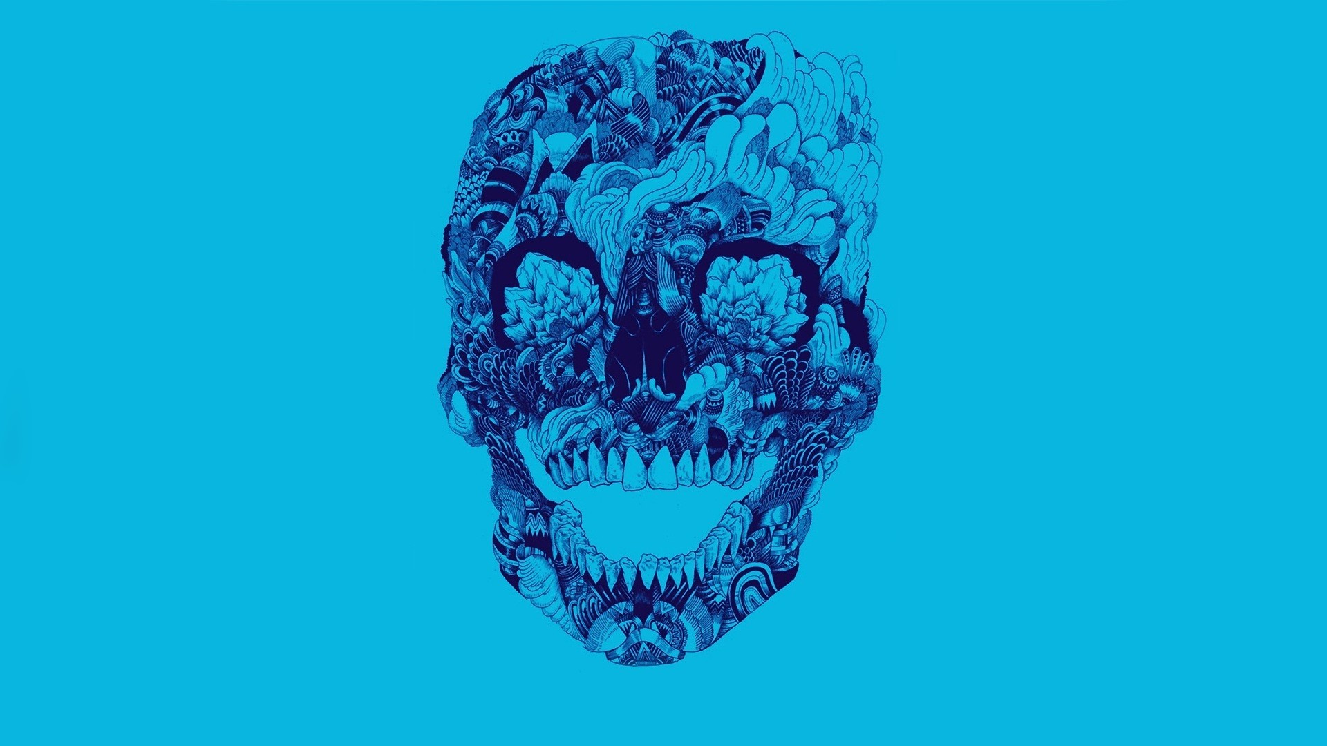 skull, Forest, Sky Wallpaper
