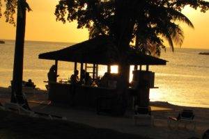 Jamaica, Sunrise, Beach, Hut, Silhouette