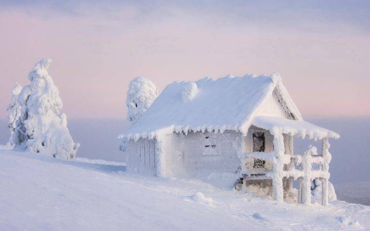 winter, Snow, Cabin HD Wallpaper Desktop Background