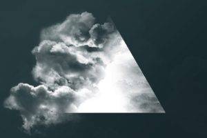 triangle, Clouds, Moon