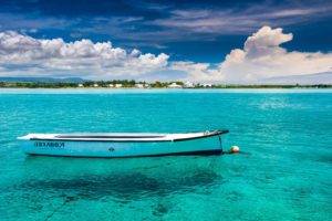 Mauritius, Boat, Island, Clouds, Water, Sea