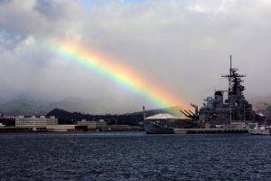 rainbows, Ship, Sea