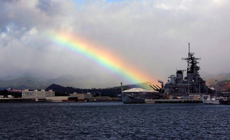 rainbows, Ship, Sea HD Wallpaper Desktop Background